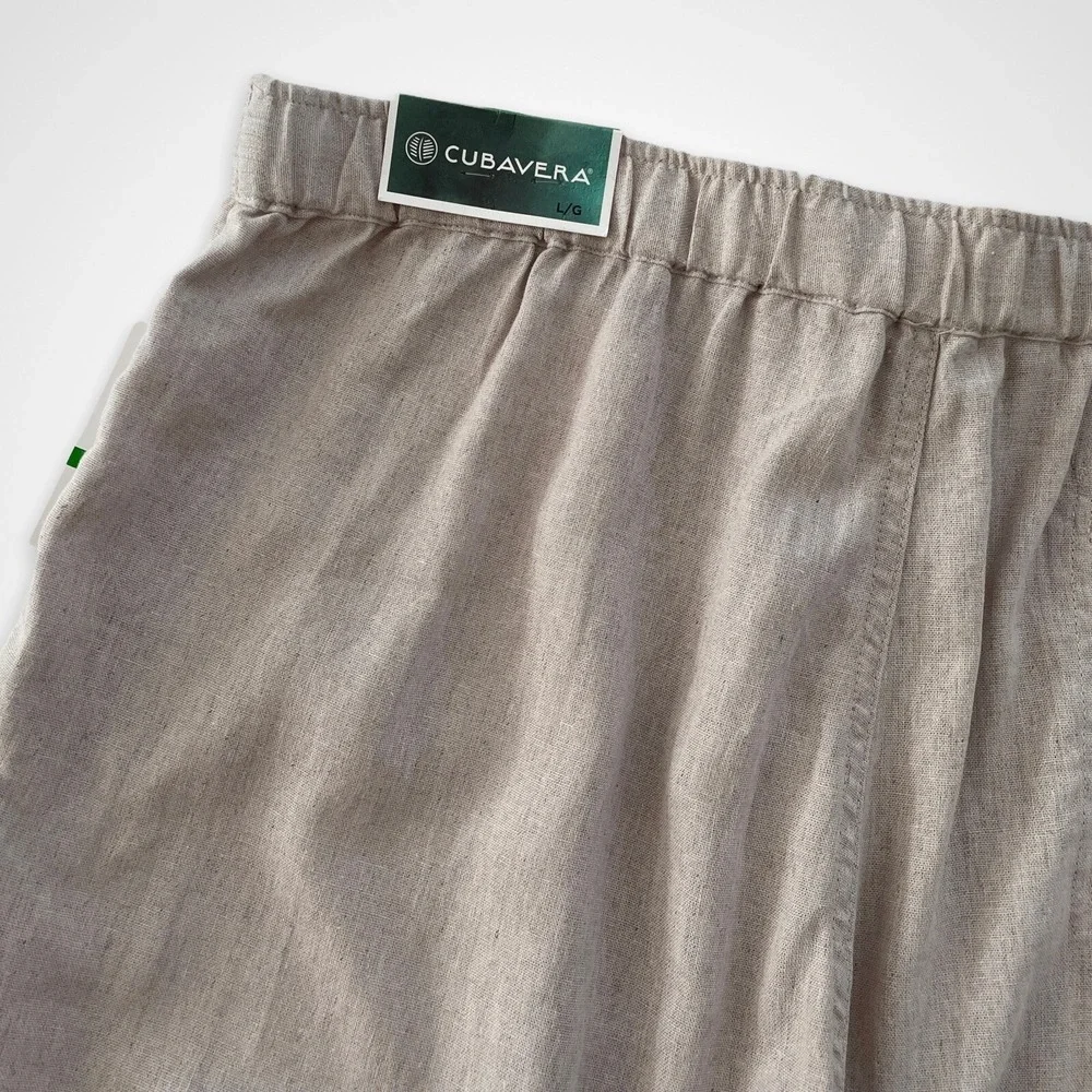 Cubavera Men's Size Large Linen Blend Wide Leg Straight Fit Drawstring Pants NWT